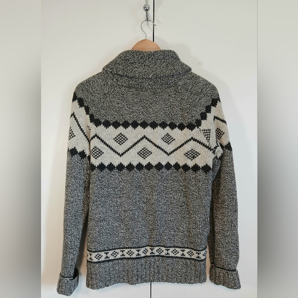 WindRiver Women’s Full Zip Knit Cardi Sweater Lg Gray Wool Blend Nordic Patten - Picture 2 of 6